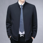 Isa Kleit Stand Kaelus Jope T&otilde;mblukuga s&auml;rk meestele Kevad ja S&uuml;gis Uued Keskealised Mehed Business Casual &uuml;hev&auml;rviline mantel 170