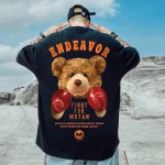 Boxing Teddy Bear Mugav meeste suvine l&uuml;hikeste varrukatega vabaaja T-s&auml;rk Spordi avar T-s&auml;rk M must