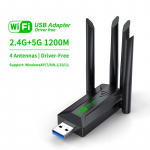 VAORLO Algne 4 antenni 1200Mbps WiFi USB 3.0 Adapter 802.11AX Dual Band 2.4G/5GHz Wi-Fi Dongle v&otilde;rgukaart Win 10/11 PC jaoks must