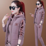 Pehme paksendatud naiste spordi&uuml;likond, s&uuml;gis-talv, kolmeosaline vaba aja veetmine, talvemoe &uuml;likond M brown