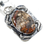 Laguna Lace Agate Gemstone Handmade 925 Sterling Silver Pendant 2.36 i1l44
