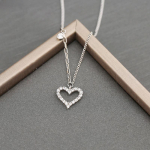 S925 Sterling H&otilde;bedane Jaapani ja Korea moodne s&uuml;da, virsiku &otilde;&otilde;nes t&auml;isteemantne t&auml;issobiv hele luksuslik naiste kaelakee 925 h&otilde;be