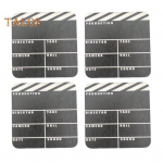 4 tk Film Cinema Lapper Board Puidust alusaluste komplekt Veekindlad teekannu matid Vastupidavad joogialused kohvilauale Kodukontori kingitused 4pcs