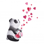 Seinakleebis Love Heart Panda K&auml;sitsi maalitud tuba elutuba k&ouml;&ouml;gi sisustus 1