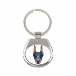 Dobermann, Doberman Pinscher, Dobie I - geometric keychain with a photo and the inscription Art-Dog