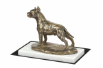 American Staffordshire Terrier, Amstaff - dog figurine, statue on white marble, trophy for Art-Dog dog show exhibition