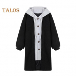 Naiste talvemantel v&otilde;lts Kaheosaline kapuutsiga Colorblock pikkade varrukatega lahtine p&otilde;lvepikkus paks pl&uuml;&uuml;s soe pingutusn&ouml;&ouml;r &uuml;herealine mantel S hall