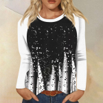 Naiste moes&auml;rk vabaaja Raglan-varrukatega, &uuml;mara kaelaga, pikkade varrukatega, vaba tr&uuml;kiga T-s&auml;rk naiste topp L must