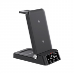 4in1 laadimisalus kellaga 15W kiire magnetiline juhtmevaba laadimisjaam &uuml;hilduv B must