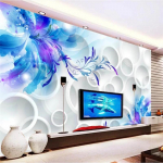 Tapeet Sinine Liilia 3D Seinamaalid Elutuba Magamistuba Restoran Teleri Taustasein Seinamaalid 200 cm(W) x 140 cm(H)