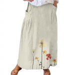 Naiste vabaaja vaba Boho elastne v&ouml;&ouml;koht A-Line Beach Flowy Swing Vacation Maxi seelik taskuga XL beež