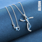 925 Sterling h&otilde;bedast keerdrist ripatsiga kaelakee Moodsad pulmaehted O-45CM