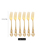 Kvaliteetne kullast 304 roostevabast terasest s&ouml;&ouml;giriistade komplekt L&auml;&auml;ne stiilis &otilde;htus&ouml;&ouml;gi nugade kahvli lusikaga s&ouml;&ouml;giriistade komplekt koos hoiurestiga 6pcs-dessert fork