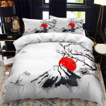 Jaapani stiilis tekikottide komplekt King Queen t&auml;issuuruses Ukiyo-e Theme lainemustriga pol&uuml;ester voodipesukomplekt Fuji Mountain Exotic Style 70x133cm 2pcs