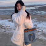 S&uuml;gis ja talv uus valge keskkonnakaitse karusnahast naiste pehme kleepuv l&otilde;tv paksendatud karusnahast soe topp S