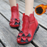 Guenine'i nahast lillelised saapad hoiavad soojas pahkluu ema kingad Klassikalised pahkluu retro paksud saapad 39