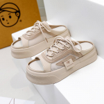 Naiste vabaaja seljataga platvormiga tossud libisemisvastased suvised slaidid v&otilde;rgust avatud varbaga muulad sandaalid hingavad ummistussussid naistele paksud jalutusjalatsid 35 khaki