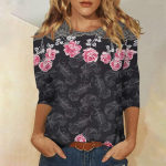 3/4 varrukatega s&auml;rgid naiste topid Graafilised s&auml;rgid pluusid vabaaja suures suuruses Basic topid Pullover Topid naistele Naiste topid ja pluus S