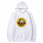 Meeste Guns N Roses Tr&uuml;kitud kapuutsid Puuvillane Hard Rock Band Meeste ja naiste Pullover Hip Hop Muusikariided M valge