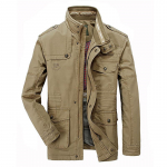 Meeste tuulepluusid Mitme taskuga puuvillased jakid Slim Fit Meeste t&auml;navar&otilde;ivad Parkmantlid M-7XL XL khaki