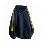 Meeste s&uuml;gisene ja talvine meesterahva kapuutsiga kampsun Meeste triibuline kontrastne pullover Meeste vabaaja jope M tumesinine