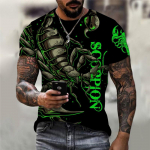 Scorpion Graphic Meeste trendi T-s&auml;rgid L&uuml;hikeste varrukatega O-kaelusega T&auml;nav 3D Loomade Tr&uuml;kiga Meeste T-s&auml;rk Suure suurusega Suvised vabaaja topid S