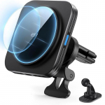 MagSafe autolaadija (HaloLock) 15W magnetiline juhtmevaba autolaadija tuulutusava/armatuurlaua telefonihoidik iPhone 15/14/13/12 jaoks