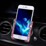 Teemantkristallist autotelefoni hoidik autoaluses mobiiltelefoni kronsteini hoidikus telefoni auto kraami jaoks Blingi autotarvikud naistele valge