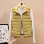 Uus Vest Kerge Sulevest Naiste Suur Suurus P&uuml;stkrae &Otilde;huke &Otilde;mblusteta Integreeritud Kerge Jakk Sulejakk Vooder L sidrunikollane v&auml;rv