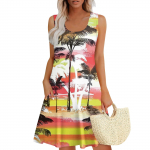 Naiste suvekleidid avara U-kaelusega varrukateta, taskutega p&auml;ikesekleidid L must