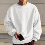 Meeste dressipluusid pikkade varrukatega fliisist vabaaja fuzzy kaelusega pullover soe talv XXL