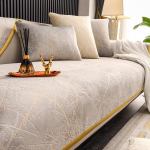 Kuldse mustriga kollase &auml;&auml;rega Hollandi sametist diivanikatted, libisemiskindel diivanikaitse, pealiskate, diivanitekk elutuppa 70x70