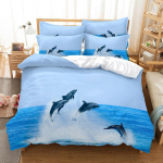 Delfiin Sukeldumine Tekikott Komplekt 3D Digitaalne Tr&uuml;kk Voodipesu Moodne Disain Tekikoti Kate Voodipesu Komplektid Voodikomplekt UK Single 135x200cm&set