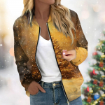 Naiste pikkade varrukatega kerge t&otilde;mblukuga l&uuml;hike tr&uuml;kitud jakk Juhuslik tepitud jakk taskutega j&otilde;uludeks S vereoranž