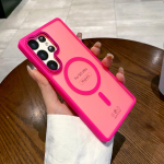 Magnet&uuml;mbris Samsung Galaxy S25 S24 S23 Plus Ultra-nahas&otilde;braliku puutega l&auml;bipaistev matt p&otilde;rutuskindel naiste meeste kaitsekate Samsung Galaxy S25 Ultra roosa punane v&auml;rv