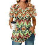 Naiste L&uuml;hikeste Varrukatega T-s&auml;rgid Plisseeritud V-kaelusega Tr&uuml;kiga T-s&auml;rk Kraega Suvised Topid Mood &Auml;ri Vabaaja T&ouml;&ouml; XL