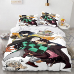 Demon Slayer Voodipesu Komplekt &Uuml;heinimese Twin T&auml;iskasvanu Queen King Suuruses Anime Kawaii Voodikomplekt T&auml;iskasvanu Laste Magamistuba Tekikoti Komplektid 3D 70x133cm 2pcs