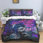 Joonisfilm Jinx Arcane: League of Legends Voodipesukomplekt Kuninglik &Uuml;hene Kahene Poistele 3-osaline Mikrokiud v&otilde;i Pol&uuml;ester Tekikottide Komplekt EU single(135x200cm)