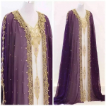 Maroko K&auml;sit&ouml;&ouml;kleit Islami Kleit Kaftan Abaya Dubai Stiilne Farasha Pikk XS lilla/valge