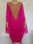 Uus Islami Maroko Stiilne Georgette Abaya Kleit Farasha Kaftan Dubai XS roosa