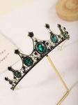 Pruudi peakate Peen Mood Rhinestone Kroon Pruudi Printsessi Kroon Pulmaaksessuaarid Juukseaksessuaarid Mitmev&auml;rviline roheline