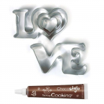 Emporte-pi&egrave;ces en inox Love + Stylo chocolat