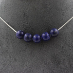 Pierres et Min&eacute;raux. Collier 5 perles Lapis Lazuli 8 mm. Chaine en acier inoxydable Collier femmes, hommes. Taille personnalisable.