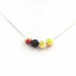 Pierres et Min&eacute;raux. Collier perles Tourmaline melon d'eau + Lave 8 mm. Chaine en acier Collier femmes, hommes. Taille personnalisa