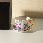 Retro Kuldse &Auml;&auml;rtega Keraamilised Kohvitassid Kerge Luksus Restoran P&auml;rastl&otilde;unatee Kohvitass K&otilde;rgekvaliteediline Pidulik Peen Teetass 270ml