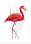 Plakat roosa flamingo geomeetria 21x29,7 cm A4