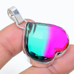 Bi-Color Tourmaline Handmade 925 Sterling Silver Gift Jewelry Pendant 1.58 z3w87