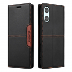 Luksuslik nahk&uuml;mbris Sony Flip Folio RFID-blokeerimisega rahakotile, tugijalale, kaitse&uuml;mbris Sony Xperia 5 VI/Xperia 10 VI/Xperia 1 VI jaoks Sony Xperia 5 VI must