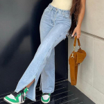 GMXIA Naiste moe vabaaja &uuml;hev&auml;rvilised k&otilde;rge v&ouml;&ouml;kohaga p&uuml;ksid ja kapriis S helesinine v&auml;rv