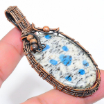 K2 Azurite Handmade Copper Wire Wrap Jewelry Pendant 2.96 f4s23